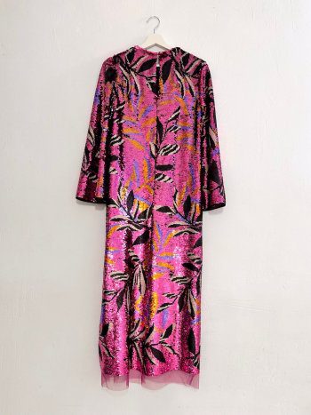vestido anari en lentejuelas fucsia con estampado – dearroyo studio