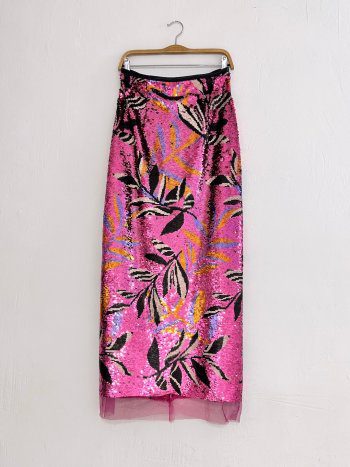 vista frontal de la falda badiola en paillettes púrpura – dearroyo studio