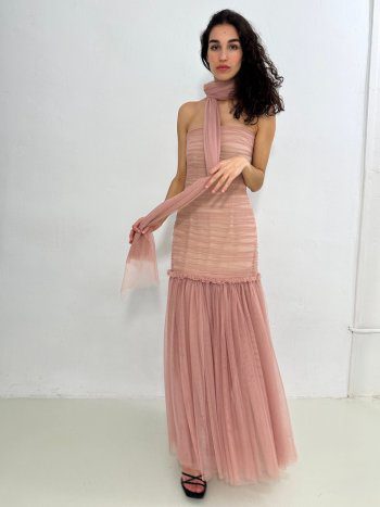 vista delantero en modelo del vestido monaco -dearroyo studio