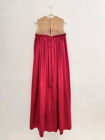 vista trasera del vestido largo limon con frunce desde escote – dearroyo studio
